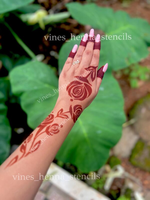 Henna stencil Rose design (single hand) v10