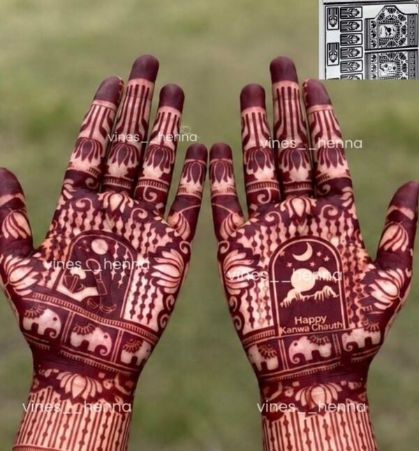 Semi bridal henna stencil 2 hand B10-h karwachauth henna design