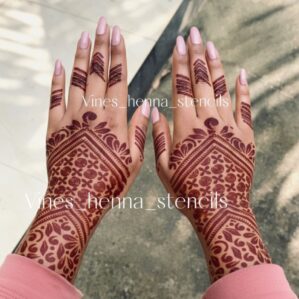 A semi bridal henna stencil (2 hand) v2