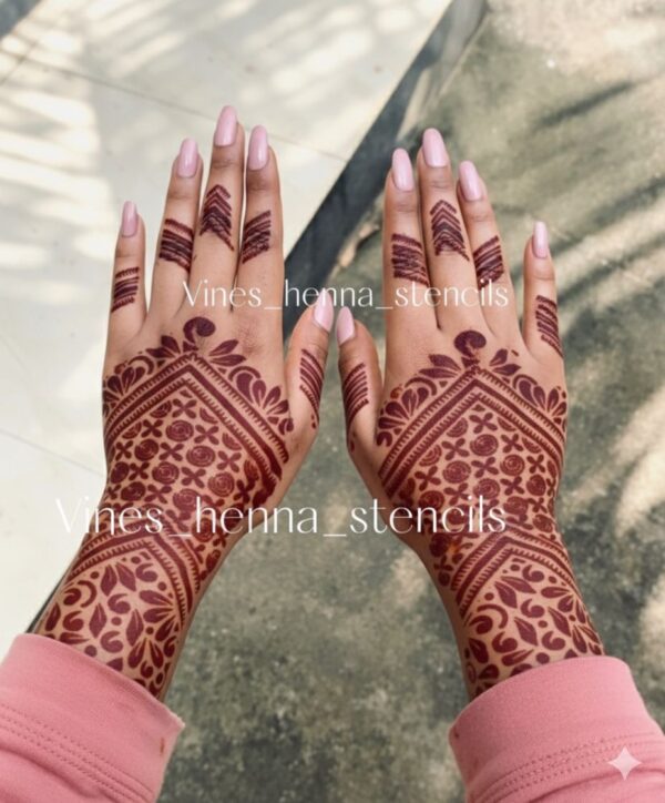 A semi bridal henna stencil (2 hand) v2