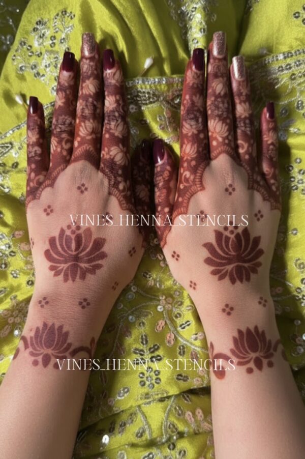 Semi bridal lotus henna stencil (2hand) B15