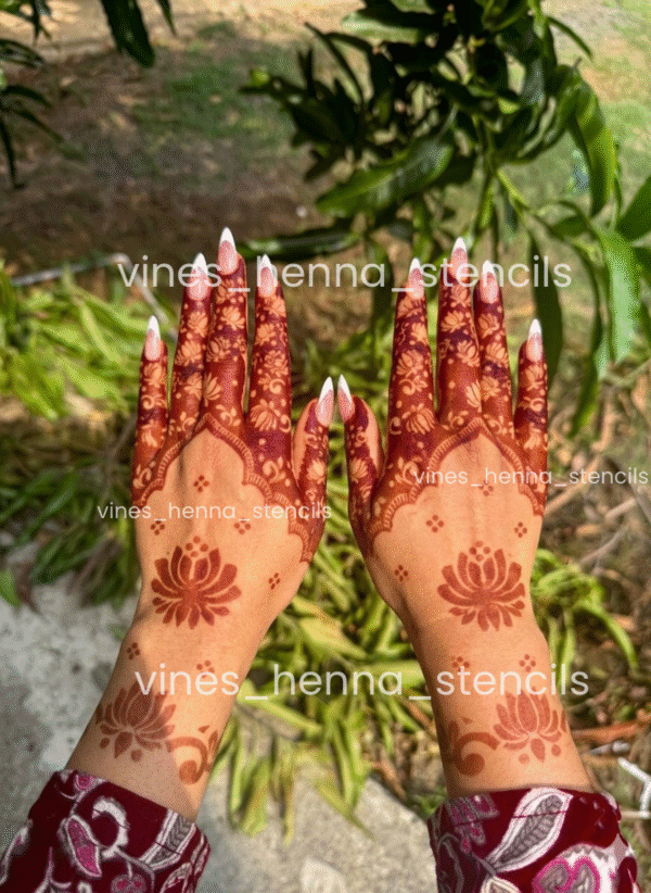 Semi bridal lotus henna stencil (2hand) B15