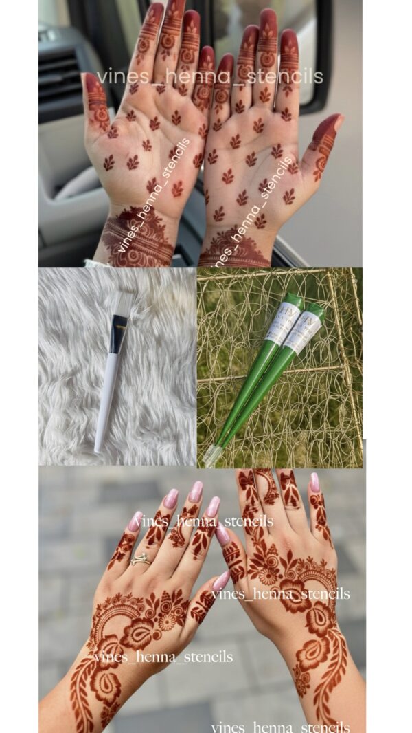 Combo with organic henna&brush (2 handcone,brush,v6,v14)