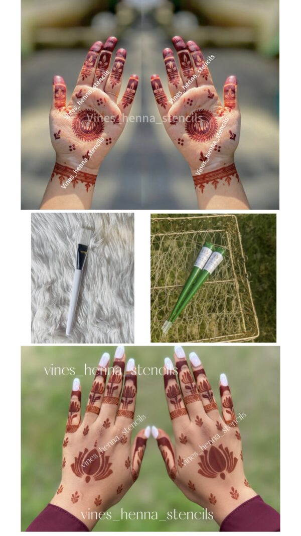 Combo with organic henna&brush (2 handcone,brush,v12,v13)