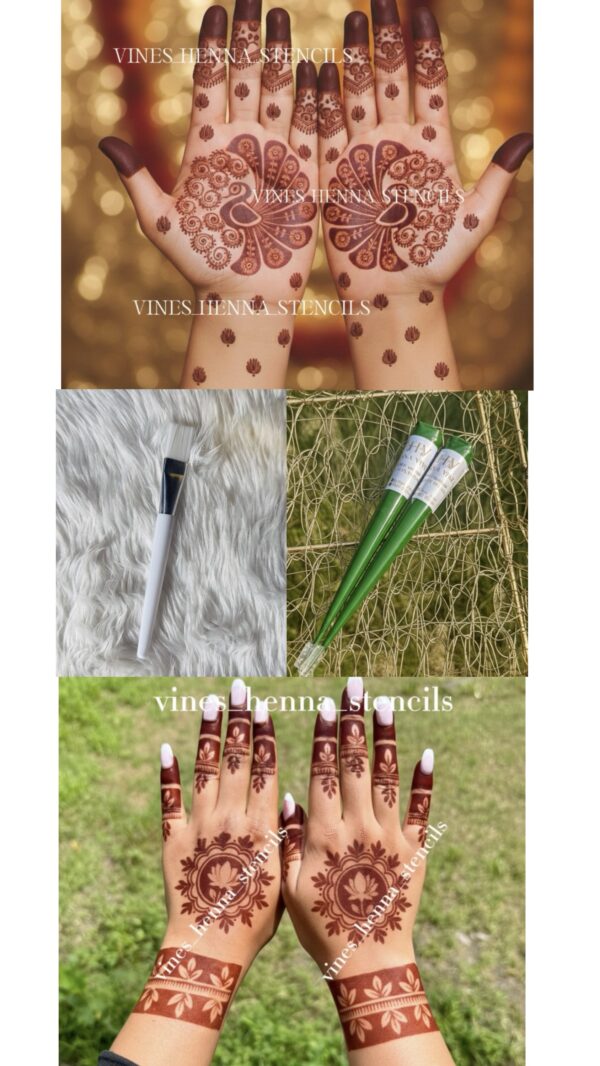 Combo with organic henna&brush (2 handcone,brush,v25,v59)