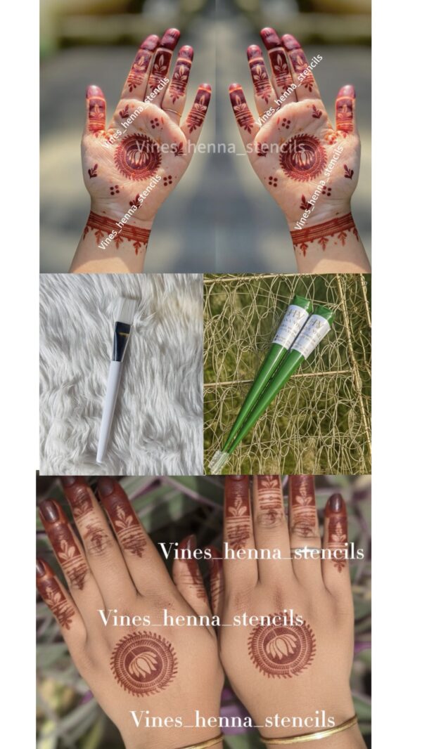 Combo with organic henna&brush (2 handcone,brush,v12,v23)