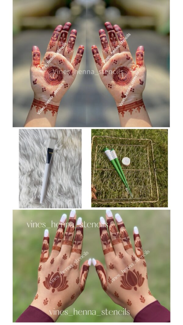 Combo with organic henna&brush&nailcone&aftercare (1 handcone,1nailcone,1balm,brush,v12,v13)