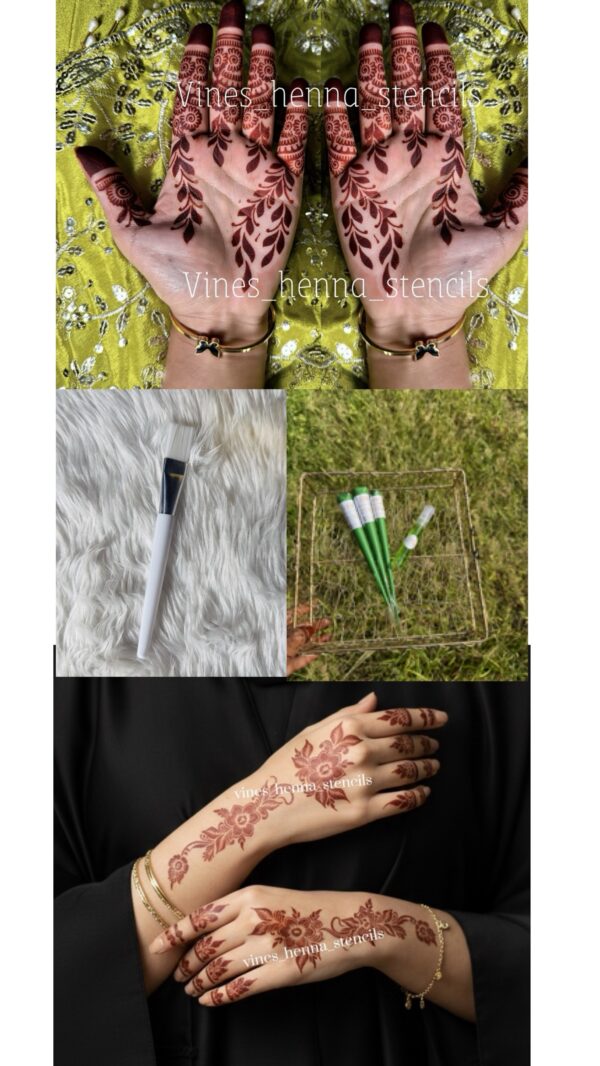 Combo with organic henna&brush&nailcone&aftercare (2handcone,1 nailcone,1spray,brush,v57,v20)