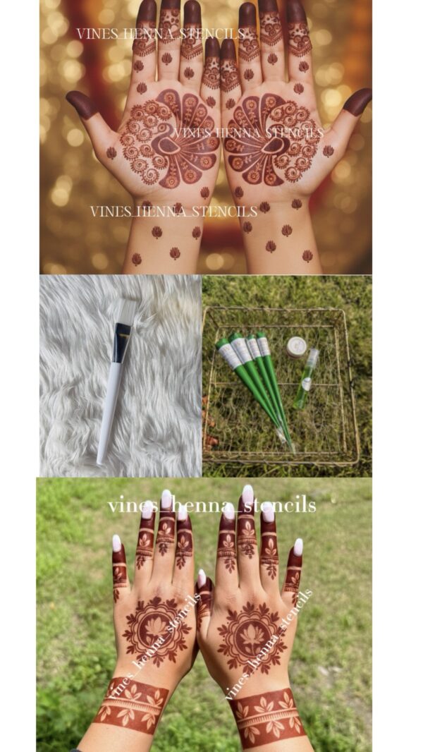 Combo with organic henna&brush&nailcone&aftercare (2handcone,2 nailcone,1spray,1balm,brush,v25,v59)