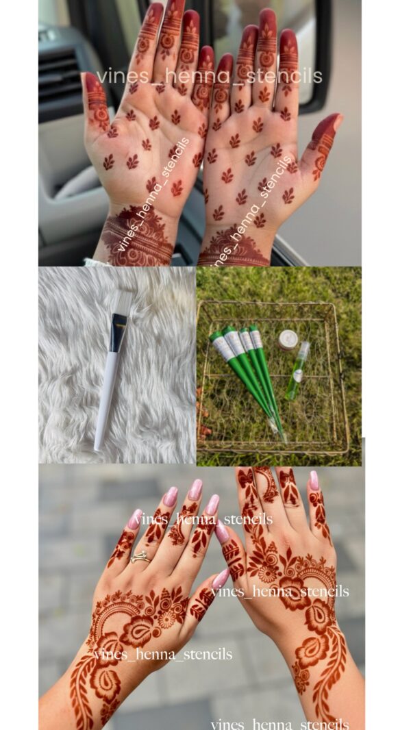 Combo with organic henna&brush&nailcone&aftercare (2 handcone,2nailcone,1 spray,1balm,brush,v6,v14)