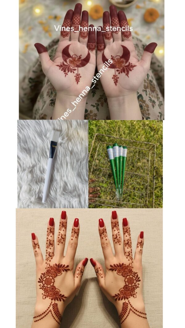 Combo with organic henna&brush&nailcone&aftercare (2 handcone,2nailcone,brush,E5,E11)