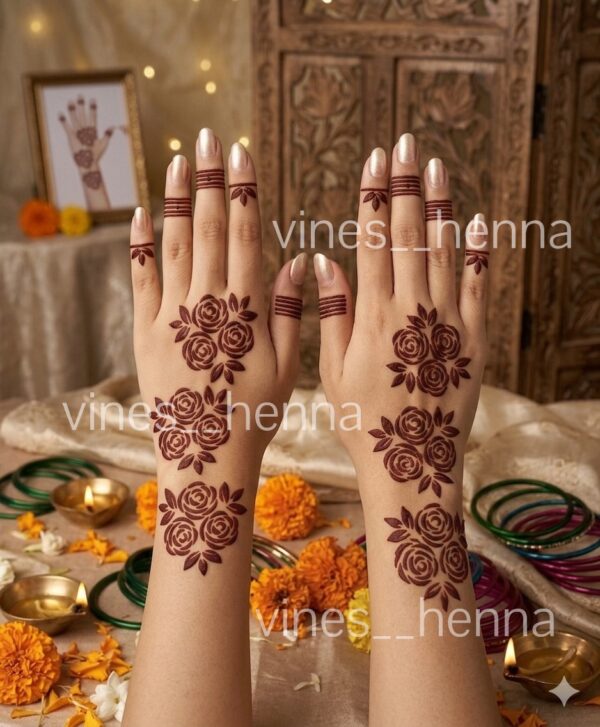 henna stencil simple flower (v70)
