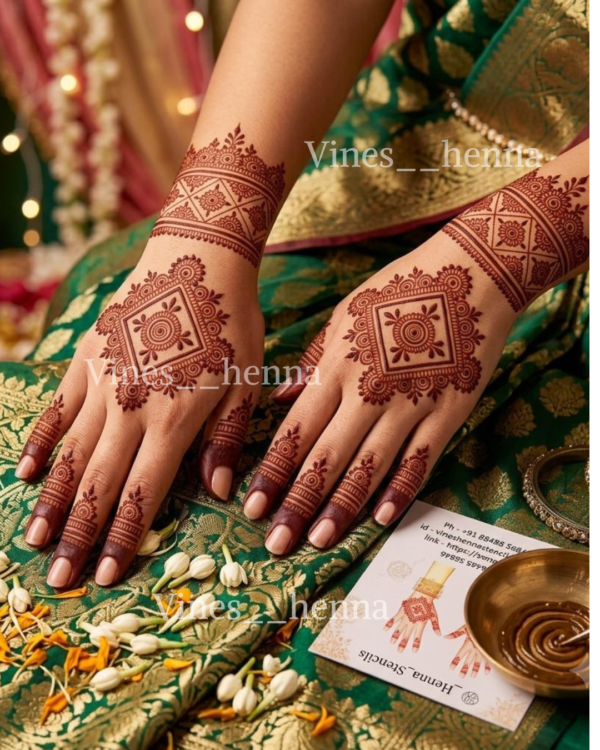 Mandala henna stencil (2 hand) V27