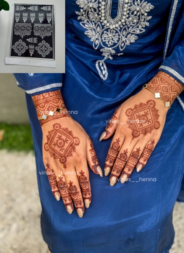 Mandala henna stencil (2 hand) V27