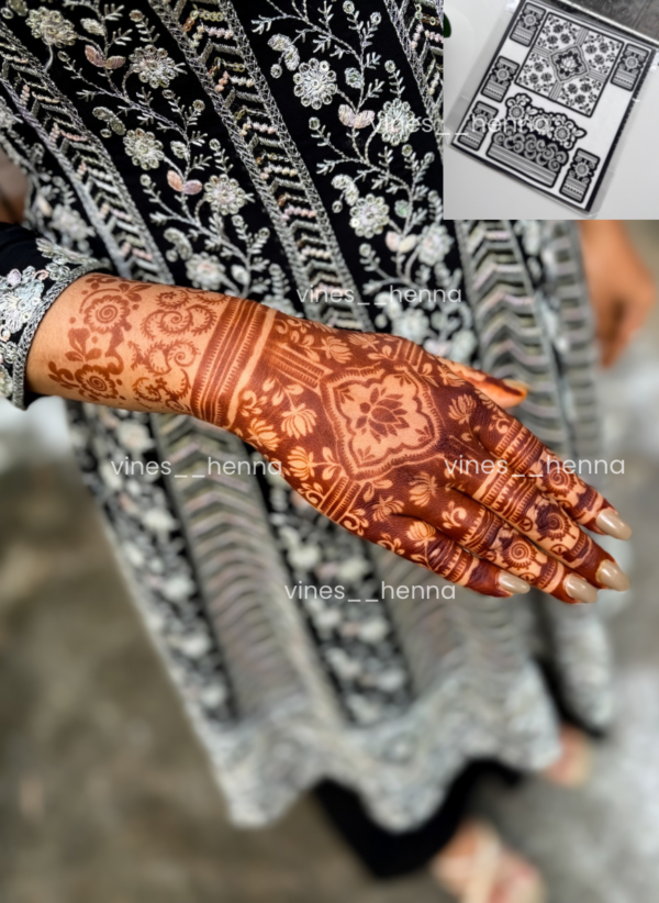 Semi bridal henna stencil V32 (1 hand)