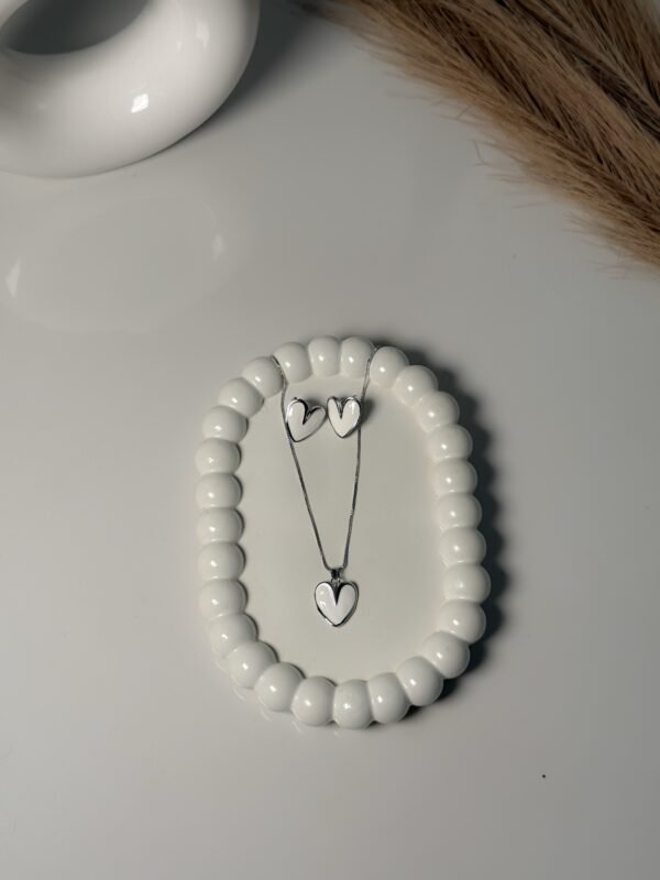 White Heart Necklace & Earrings set