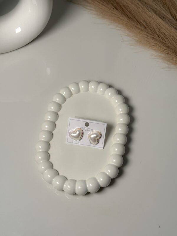 White Heart Stud Earrings