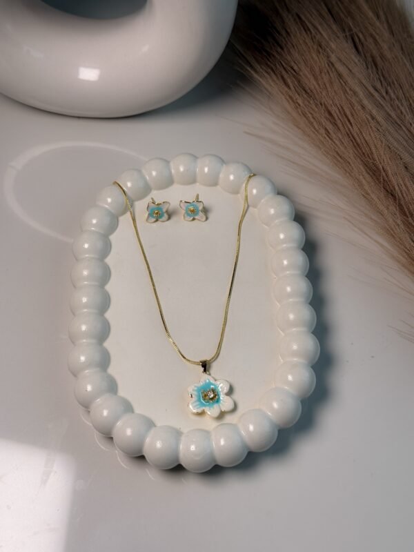Blue Flower Necklace & Earrings set