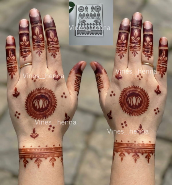 Lotus Mandala Henna Stencil (2 hand) V12