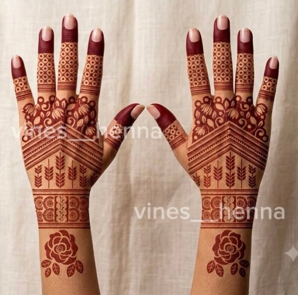 Semi bridal henna stencil (2 hand) v76