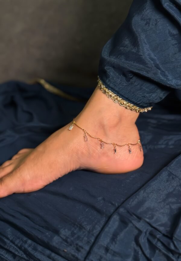 Crystal Drop charm Anklet Set