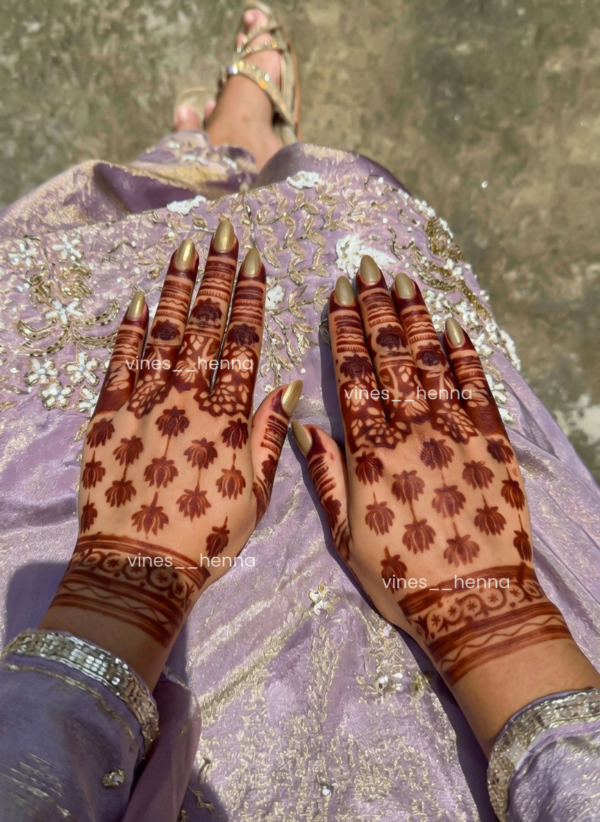 Semi bridal lotus henna design (2 hand) v77