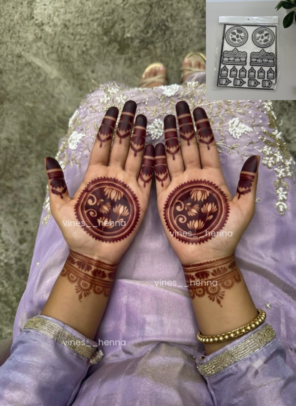 Lotus Mandala henna stencil (2 hand) V40